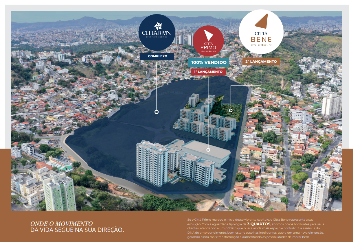 Onde o movimento da vida segue na sua direção — implantação do complexo Città Riva Ouro Preto